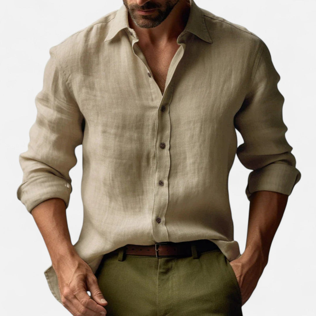 Men’s Vintage Linen Long Sleeve Shirt – Heritage-Inspired Refinement