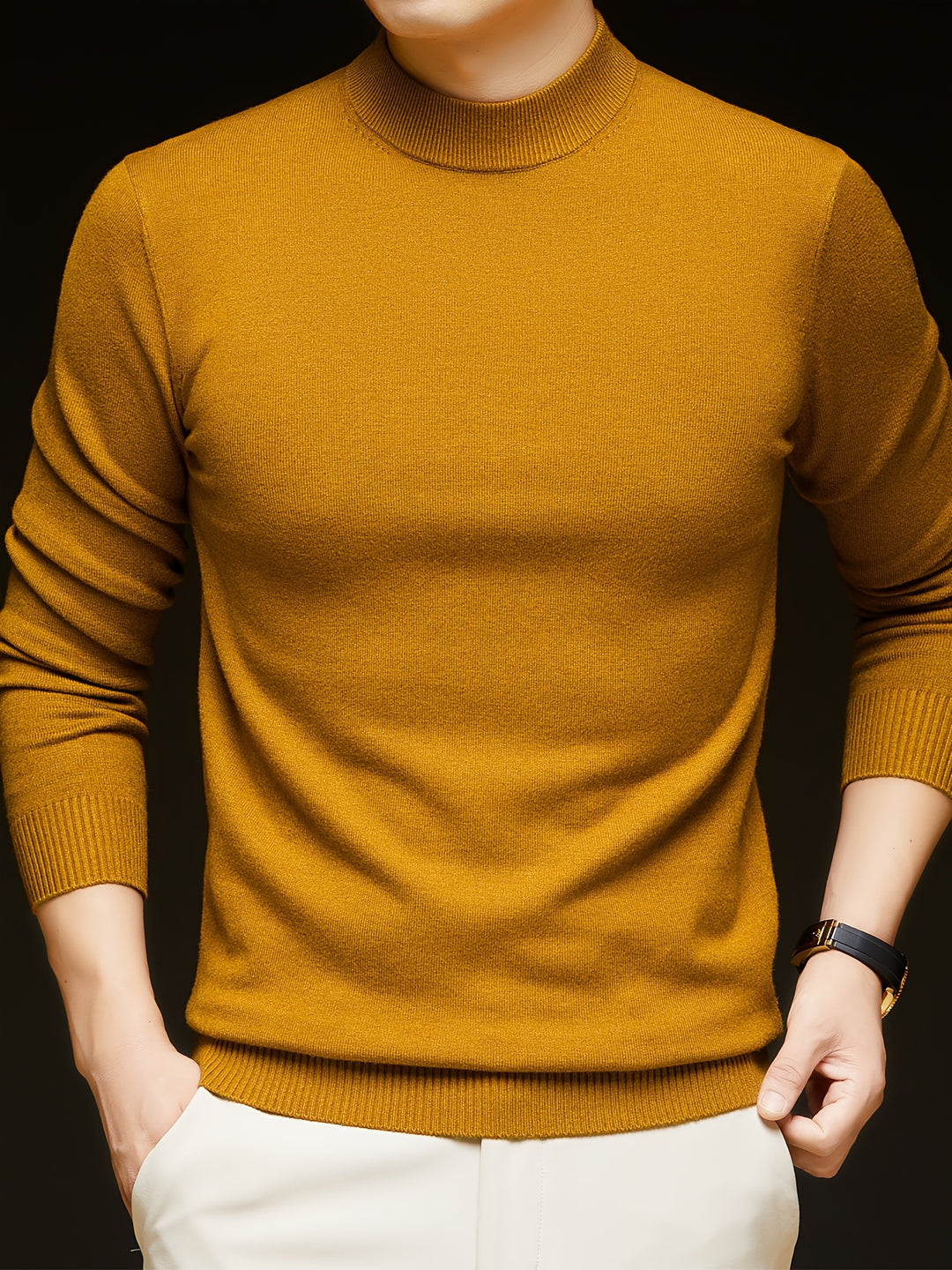 Men’s Pullover Sweater – Soft High-Neck Casual Warmth