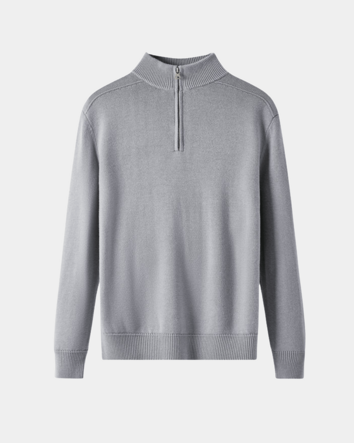 LEICHTER PULLOVER MIT HALBEM REISSVERSCHLUSS UND RUNDHALSAUSSCHNITT