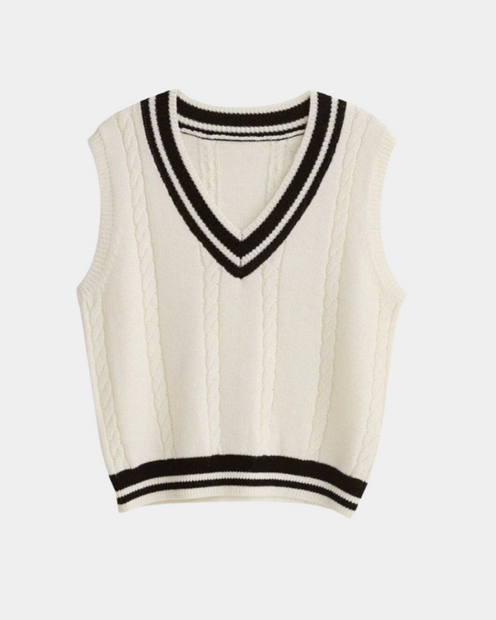 V-NECK STRIPED KNIT VEST