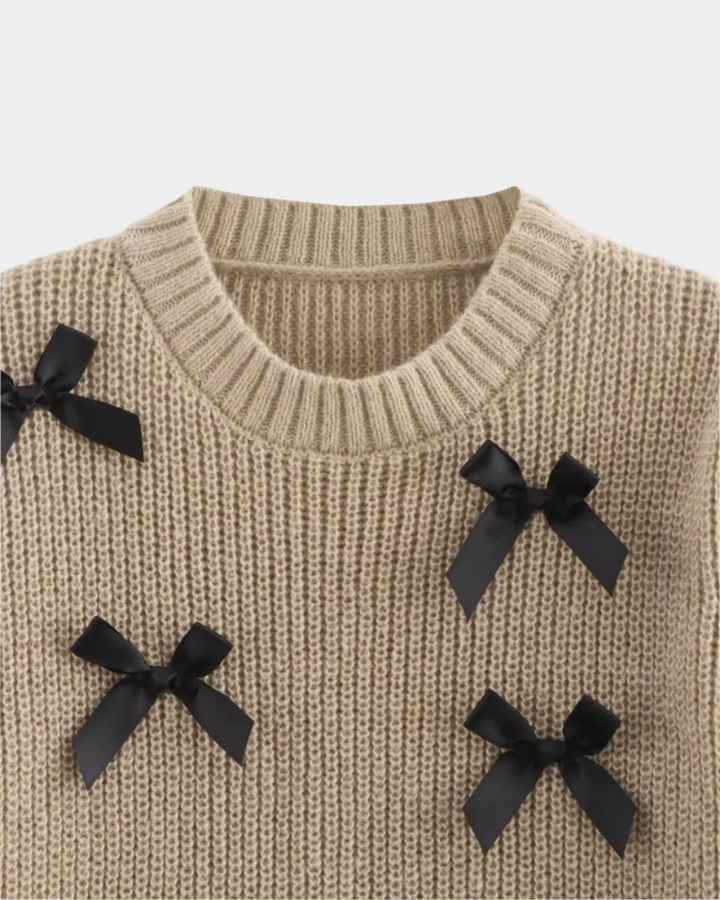 BOW EMBELLISHED KNIT TOP