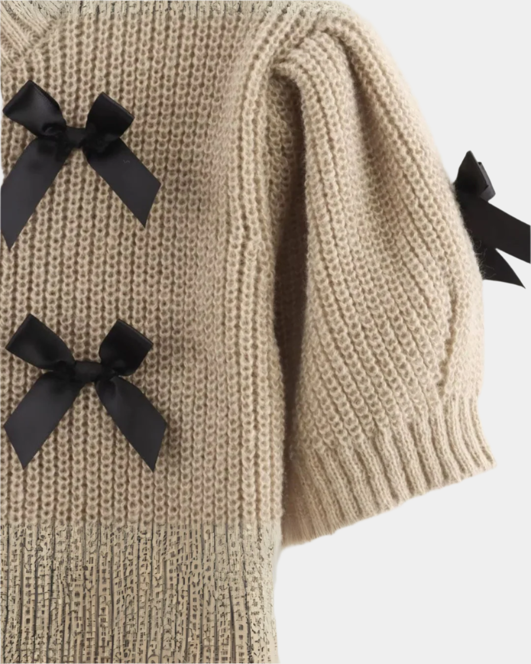 BOW EMBELLISHED KNIT TOP