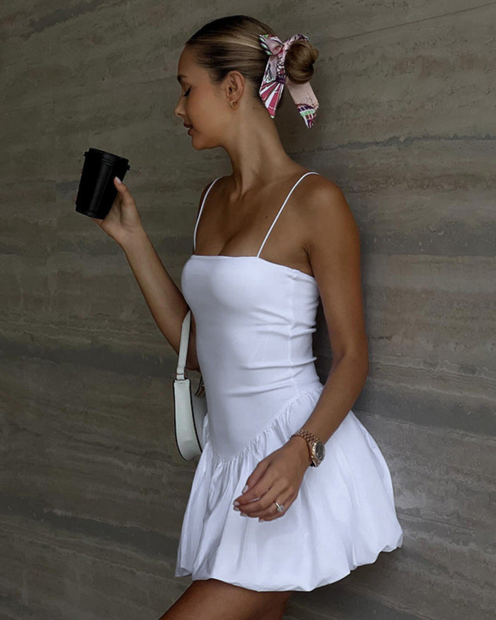 RUCHED BUST FLARE MINI DRESS