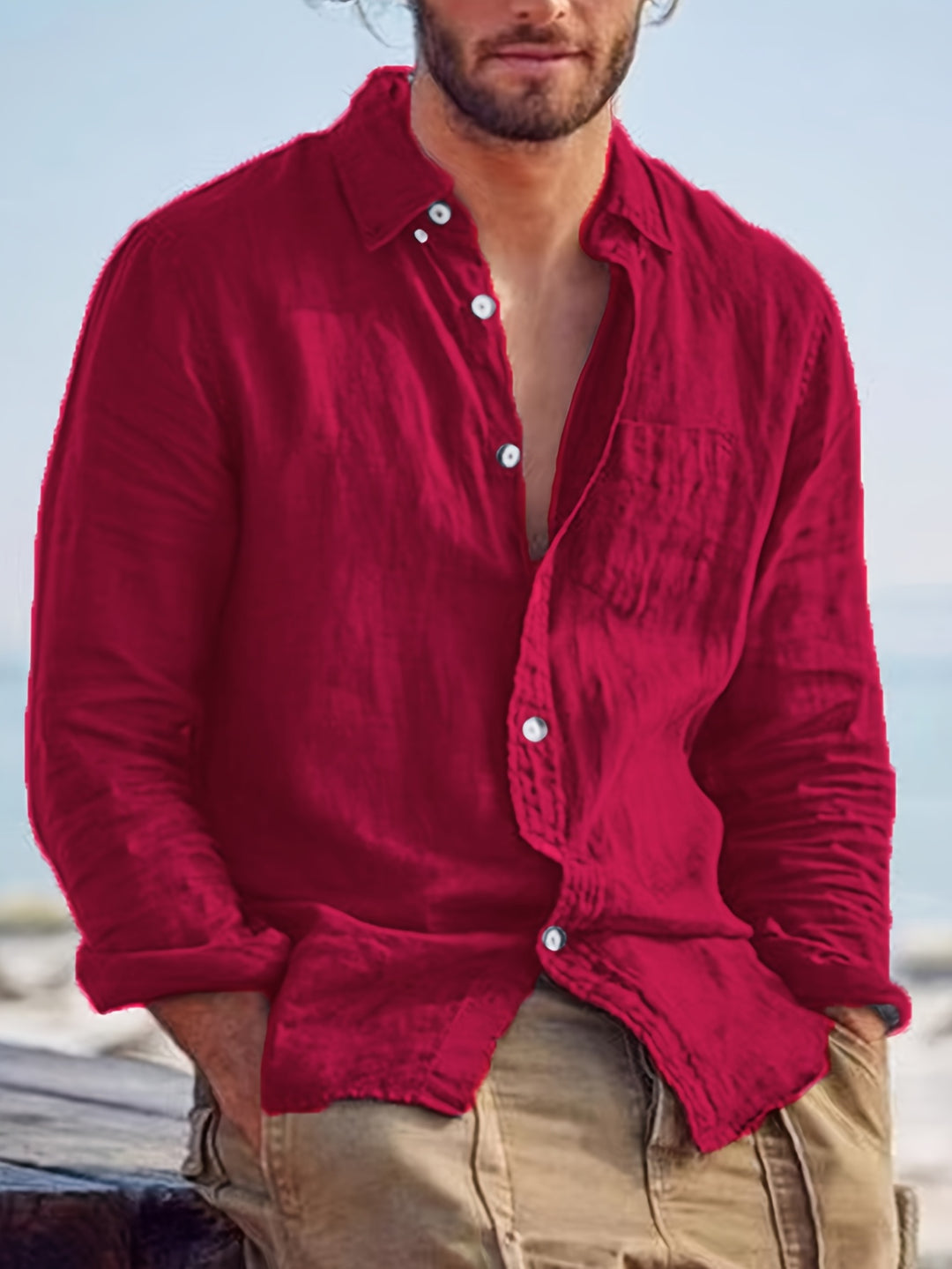 Men’s Long Sleeve Shirt – Casual Button-Up Refinement