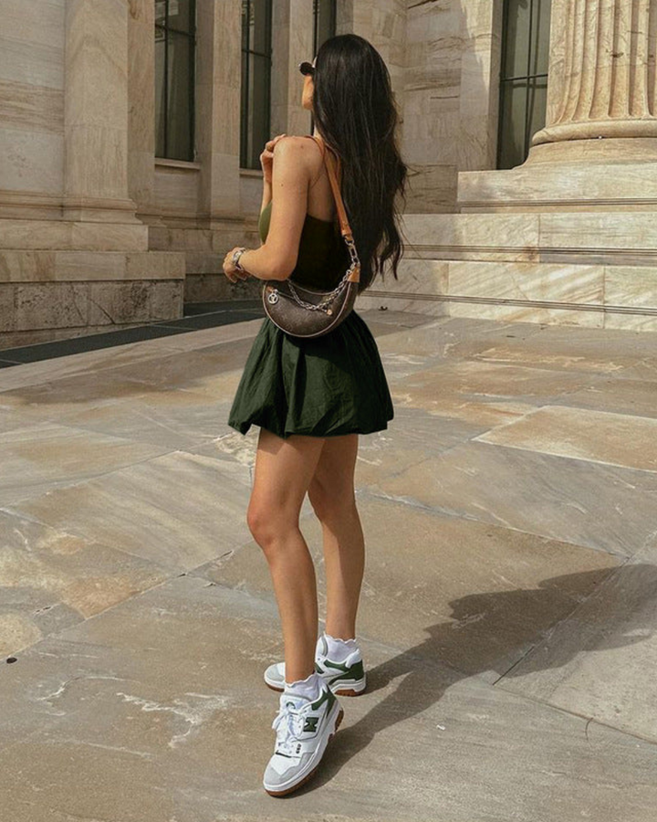 RUCHED BUST FLARE MINI DRESS