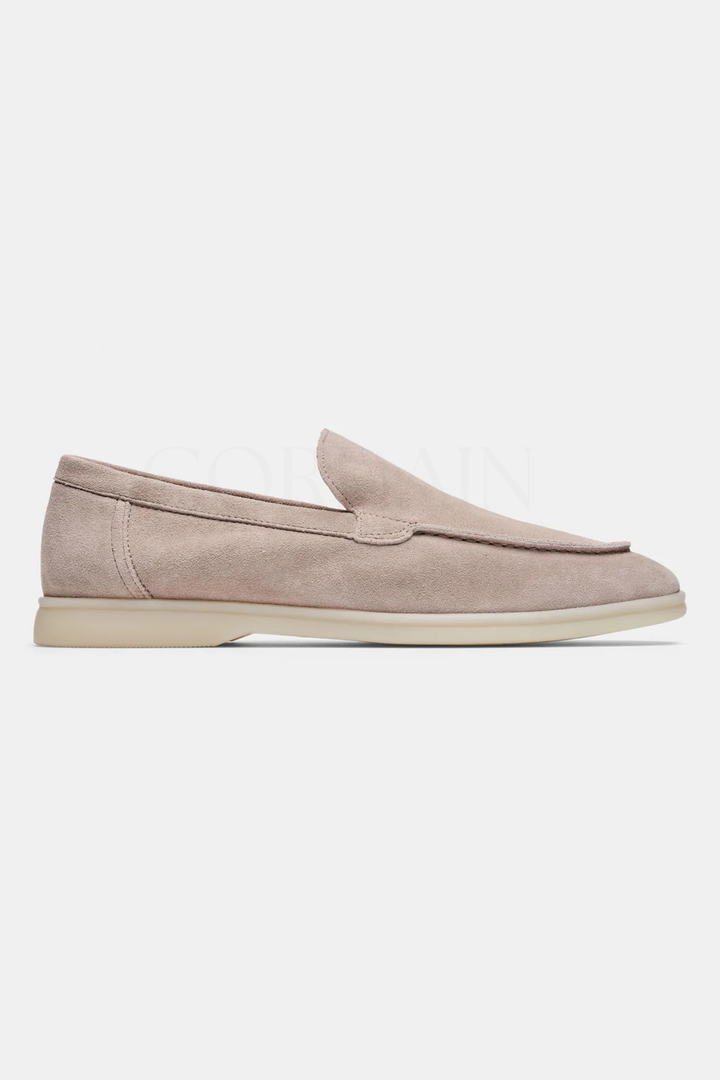 Beige Suede Loafers