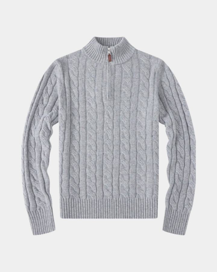 CLASSIC CABLE KNIT ZIP SWEATER