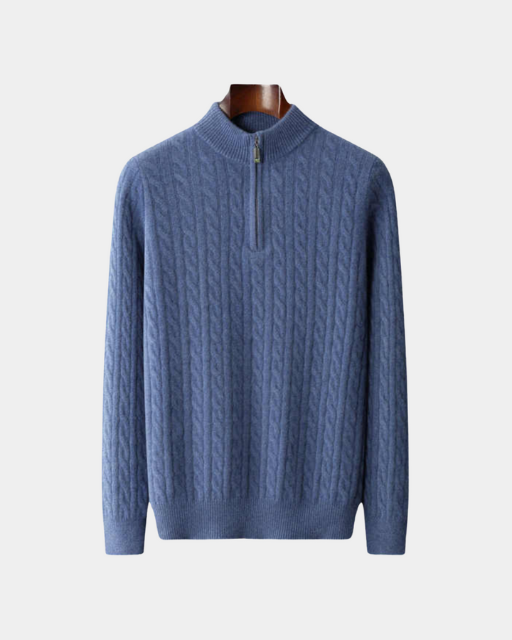 KLASSISCHER PULLOVER MIT VIERTEL REISSVERSCHLUSS AUS STRICK