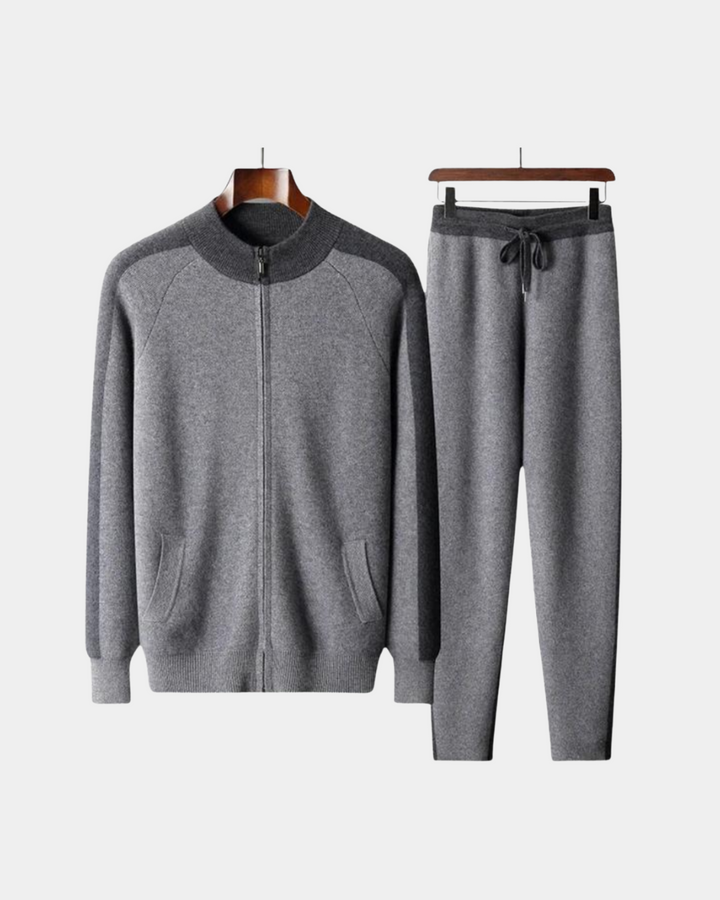 TWO-TONE KNIT TRACK SET