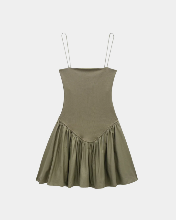 RUCHED BUST FLARE MINI DRESS