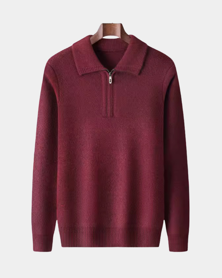 SOFT ZIP COLLAR KNIT PULLOVER