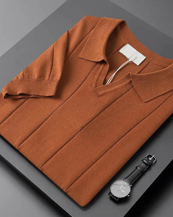 ELEGANTES POLOSHIRT MIT VERTIKALEM EINSATZ