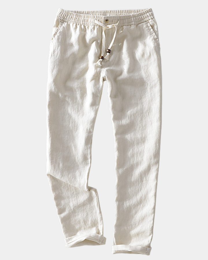 LINEN BLEND DRAWSTRING JOGGER PANTS