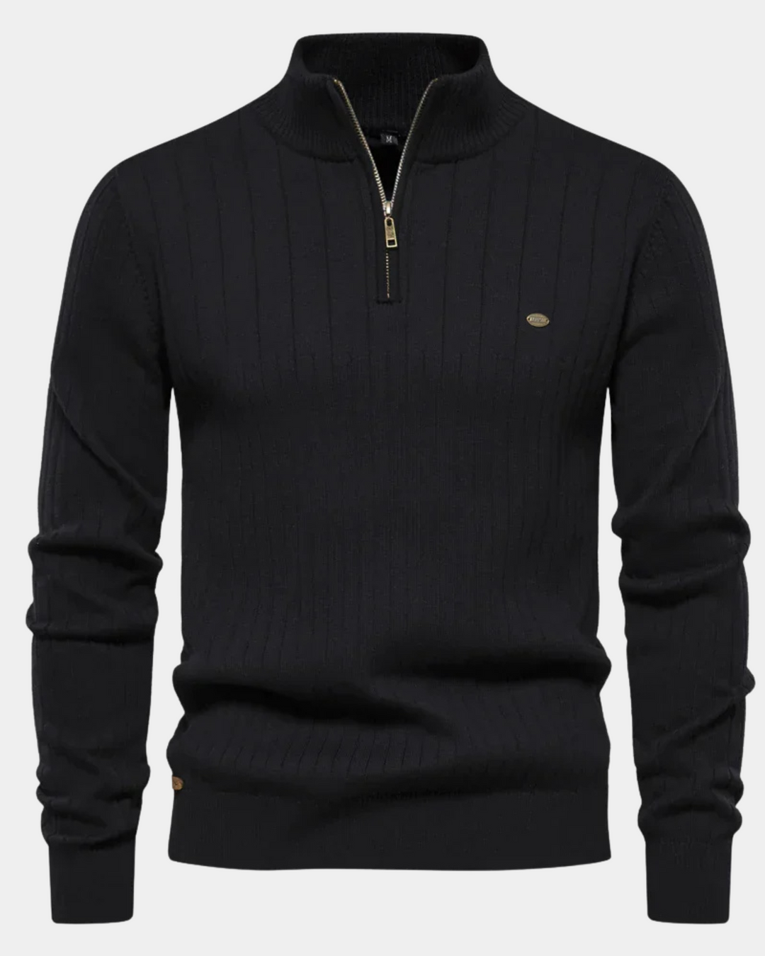 RIBBED HALF-ZIP KNIT SWEATER