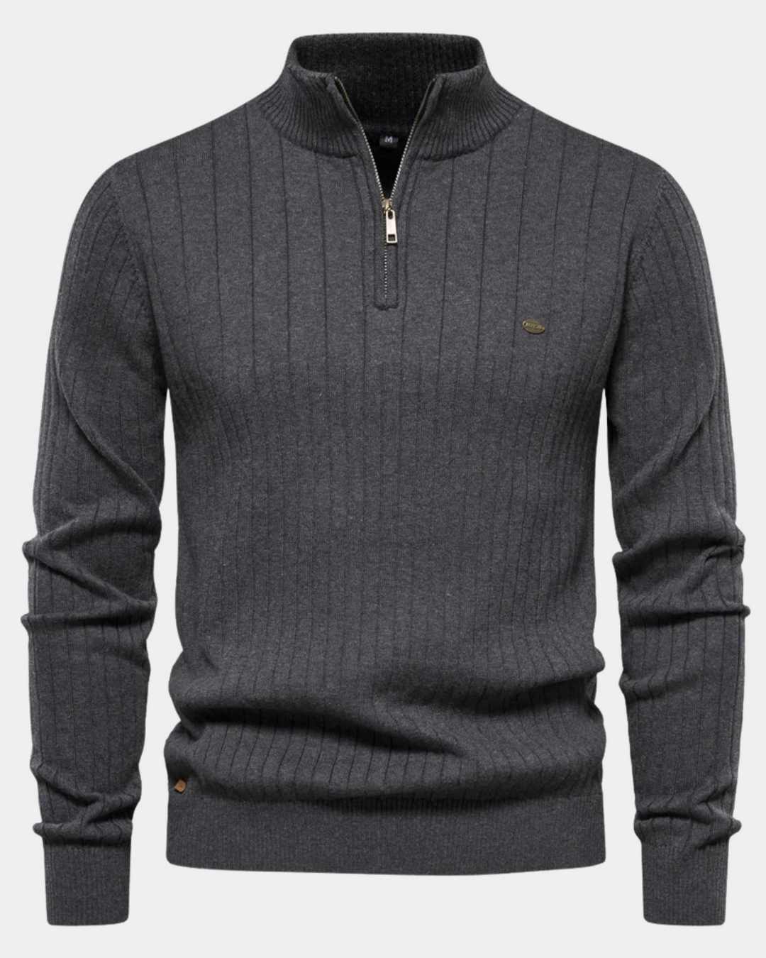RIBBED HALF-ZIP KNIT SWEATER