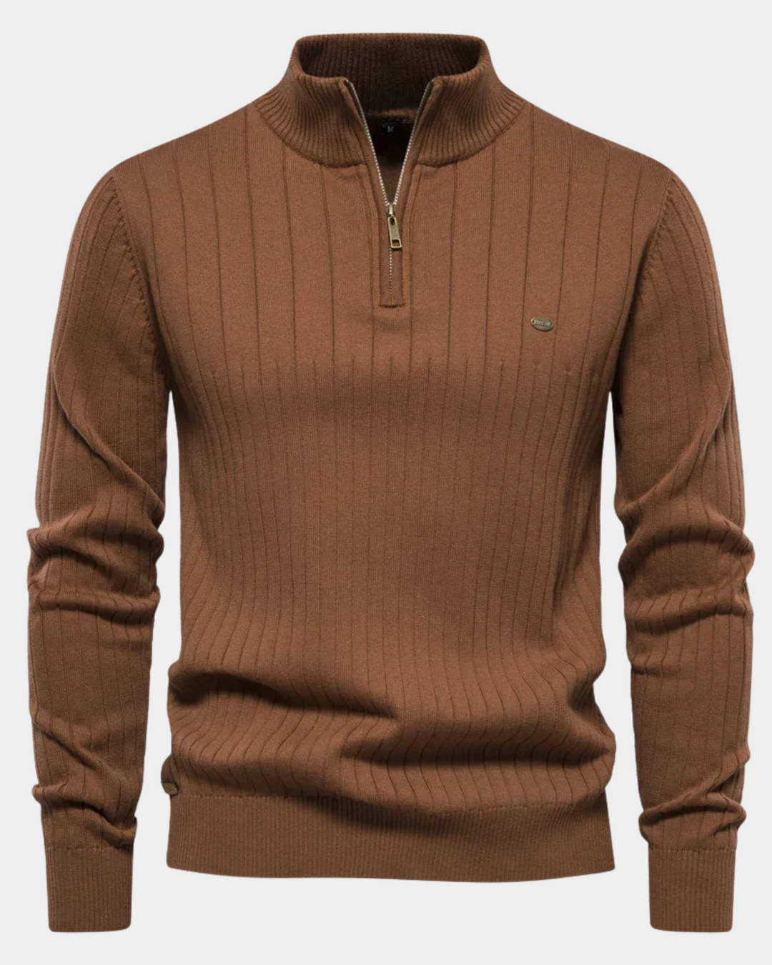 RIBBED HALF-ZIP KNIT SWEATER