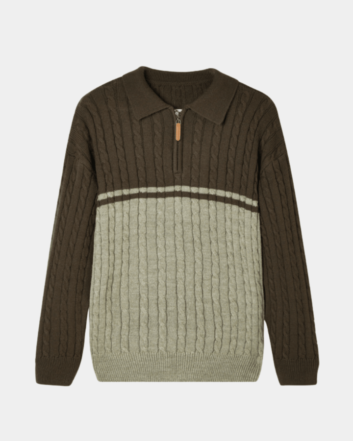 VINTAGE-PULLOVER MIT STREIFEN UND REISSVERSCHLUSS