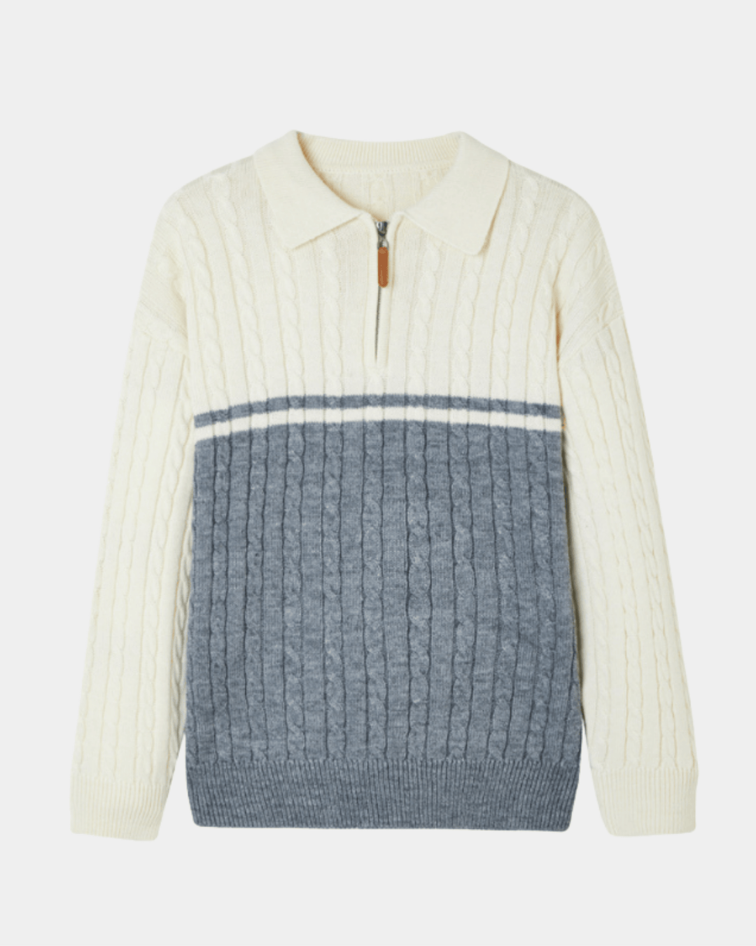 VINTAGE-PULLOVER MIT STREIFEN UND REISSVERSCHLUSS