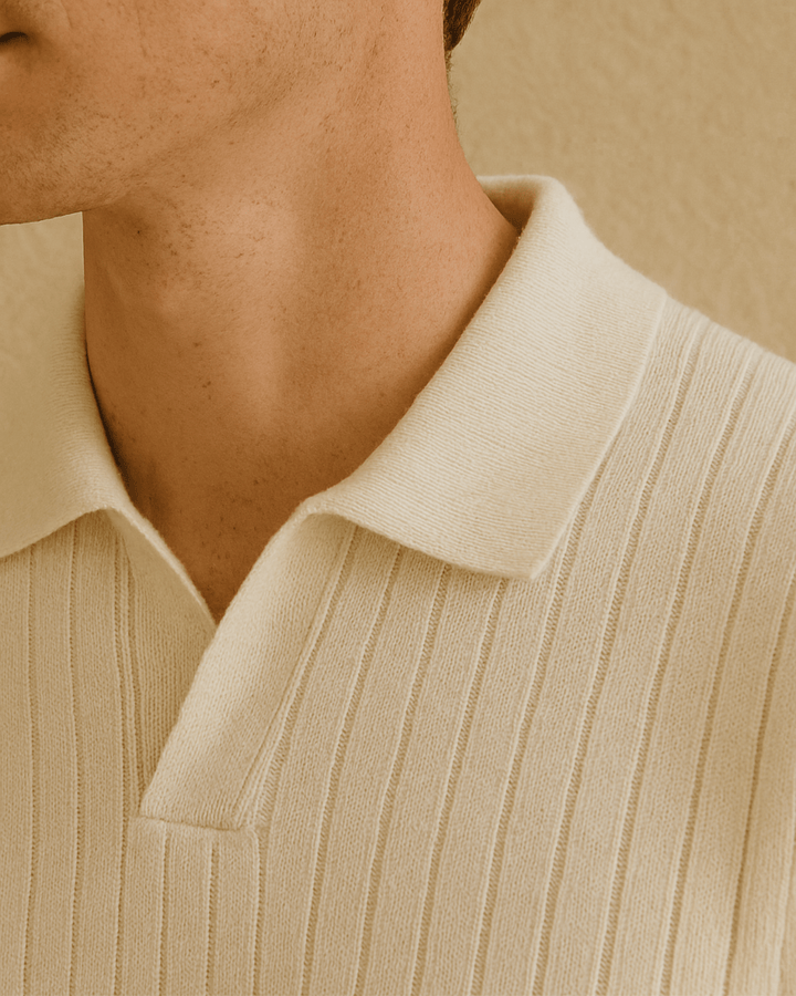 ELEGANT RIBBED LONG SLEEVE POLO