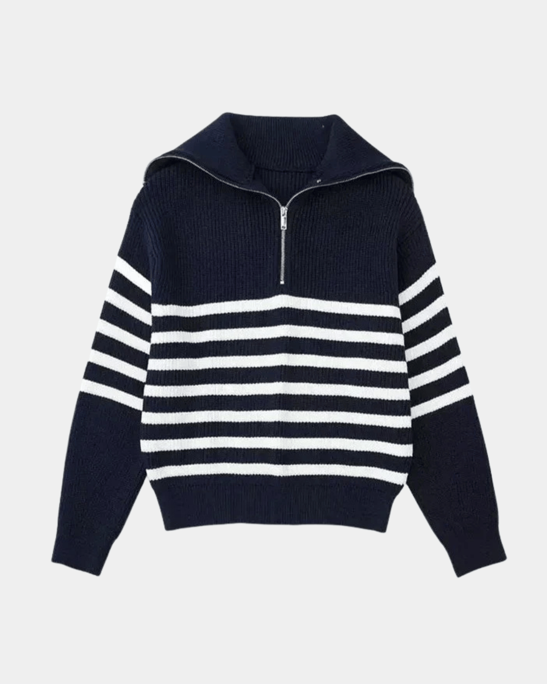 MARITIM GESTREIFTER PULLOVER MIT HALBEM REISSVERSCHLUSS