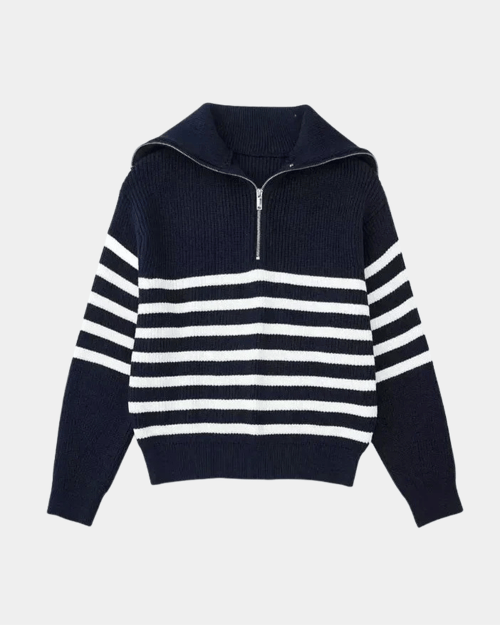 MARITIM GESTREIFTER PULLOVER MIT HALBEM REISSVERSCHLUSS