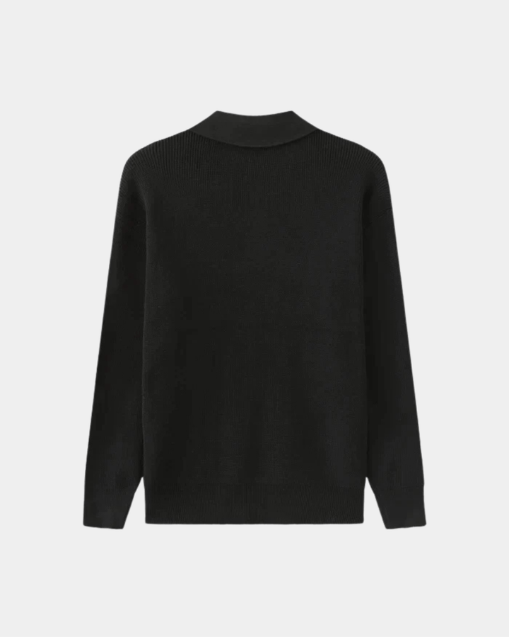 ZIP COLLAR KNIT POLO SWEATER