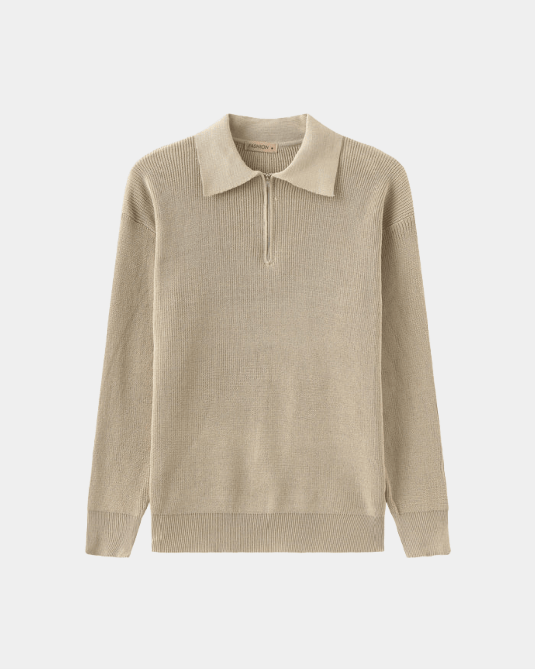 ZIP COLLAR KNIT POLO SWEATER