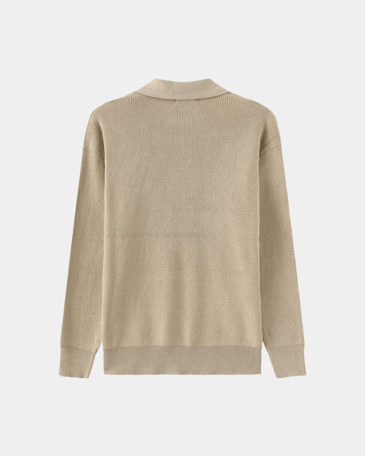 ZIP COLLAR KNIT POLO SWEATER