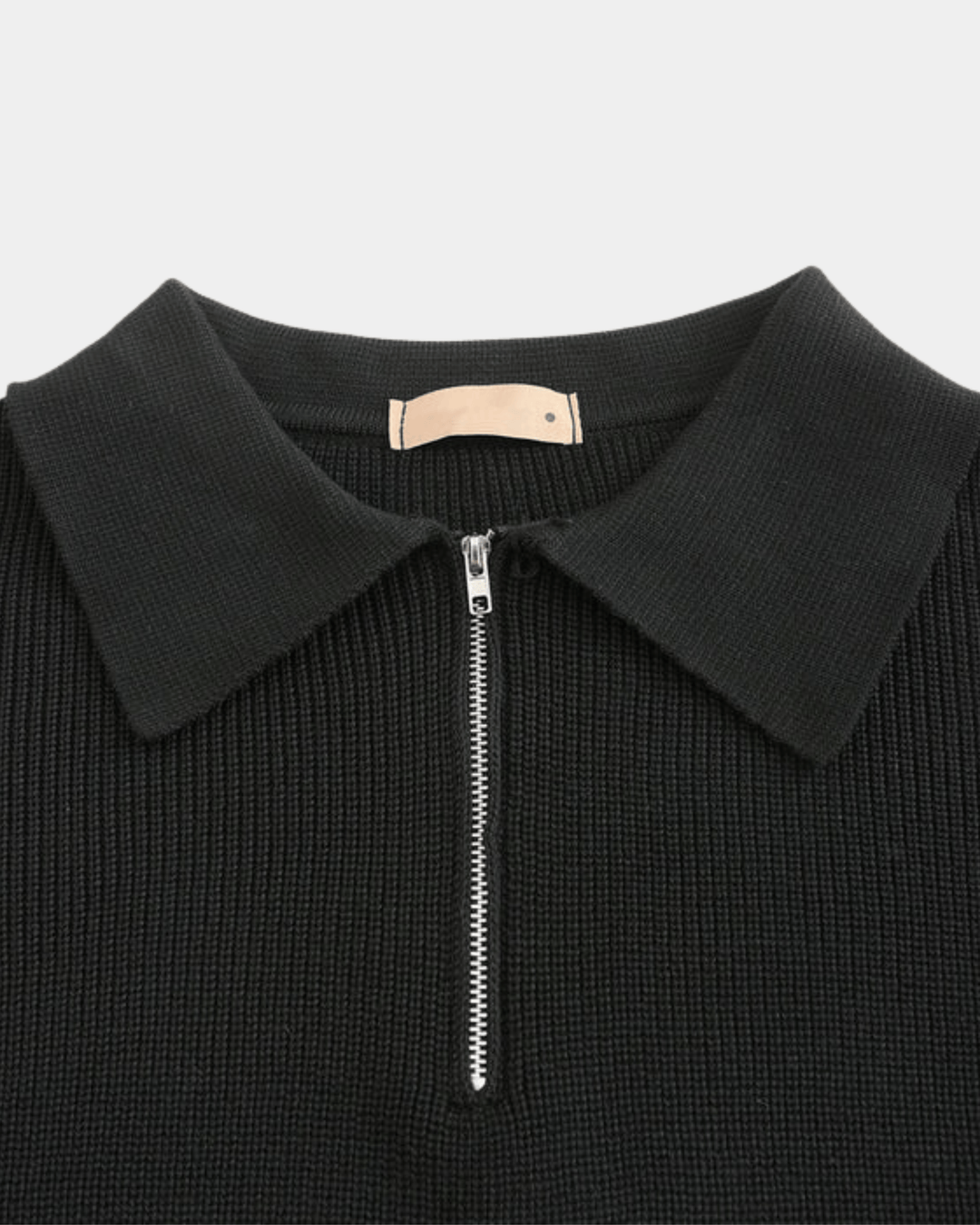ZIP COLLAR KNIT POLO SWEATER