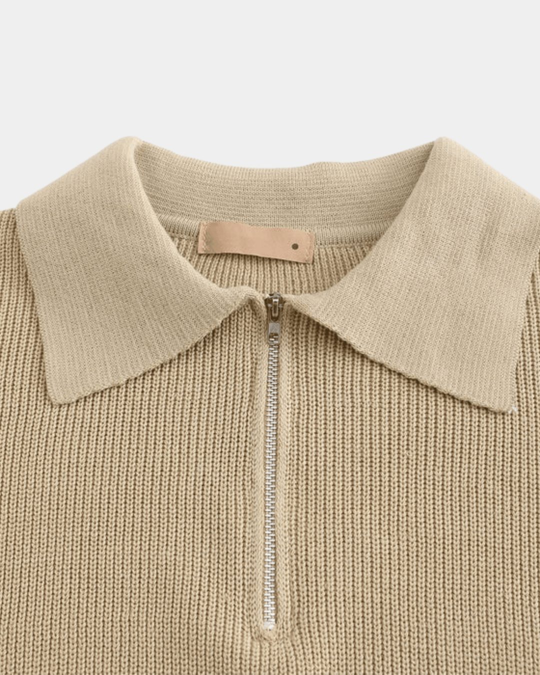 ZIP COLLAR KNIT POLO SWEATER