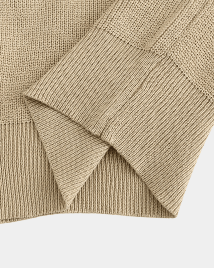 ZIP COLLAR KNIT POLO SWEATER