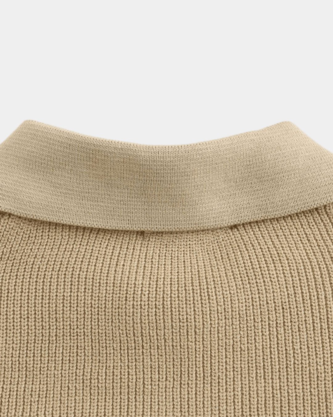 ZIP COLLAR KNIT POLO SWEATER