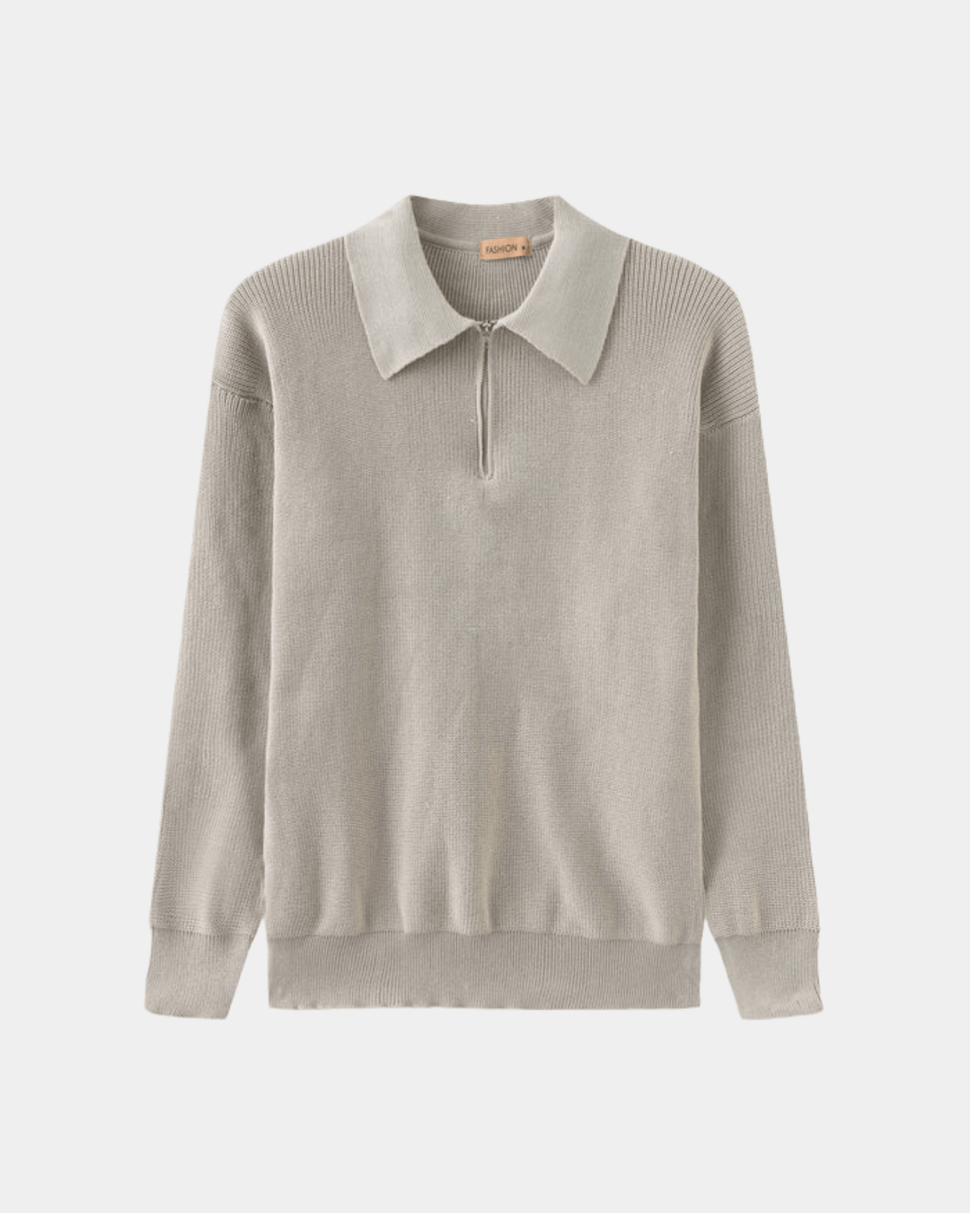 ZIP COLLAR KNIT POLO SWEATER