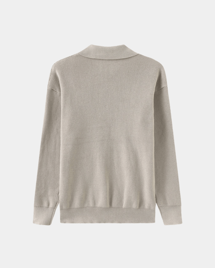ZIP COLLAR KNIT POLO SWEATER