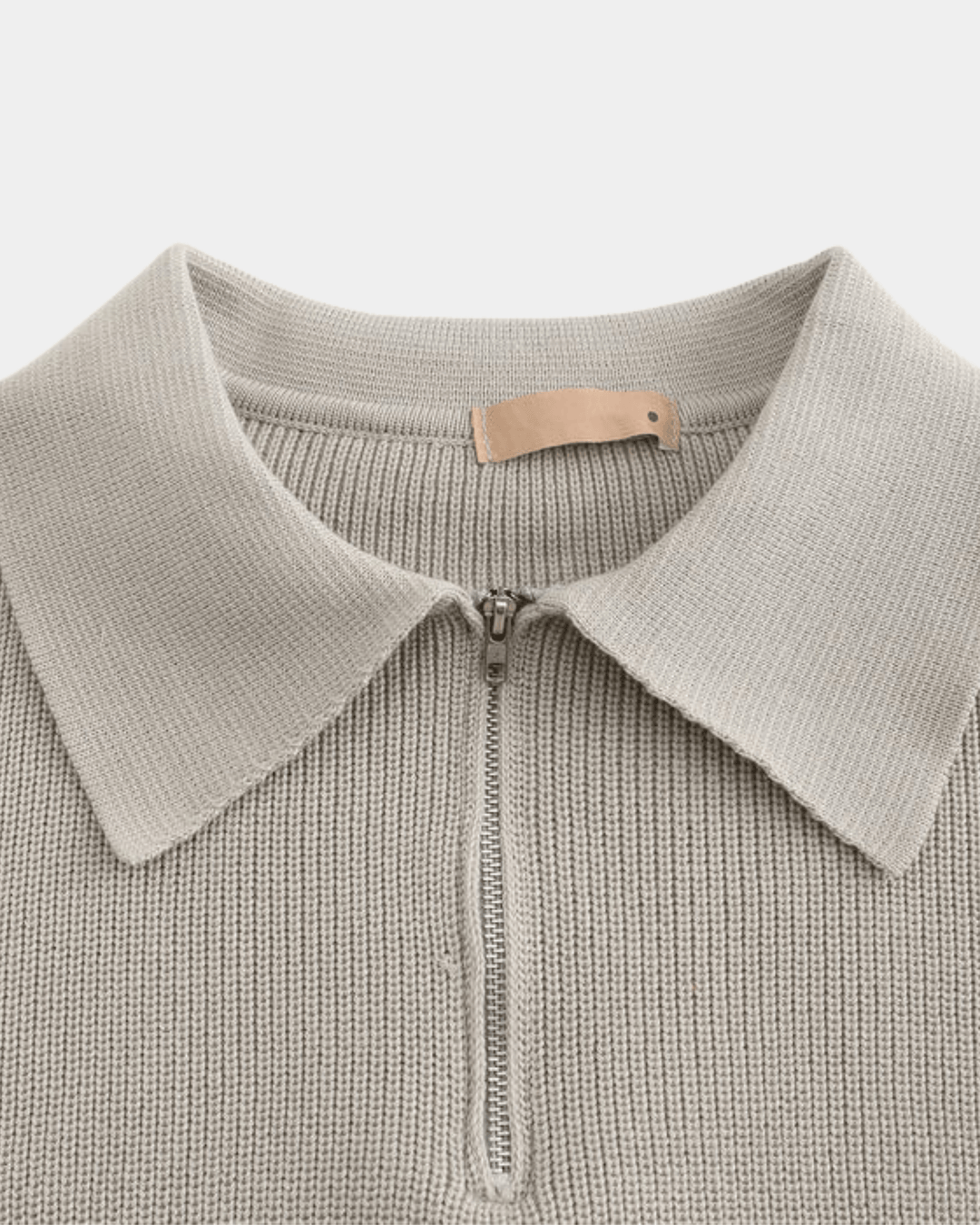 ZIP COLLAR KNIT POLO SWEATER