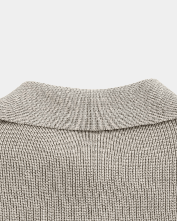 ZIP COLLAR KNIT POLO SWEATER