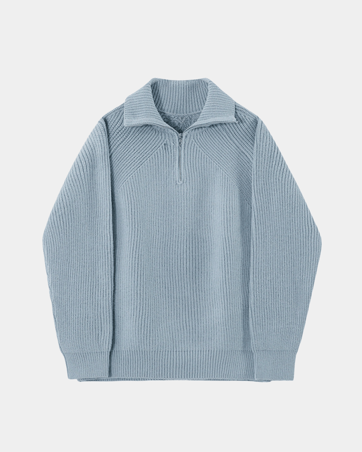 RELAXED HALF-ZIP COLLAR SWEATER
