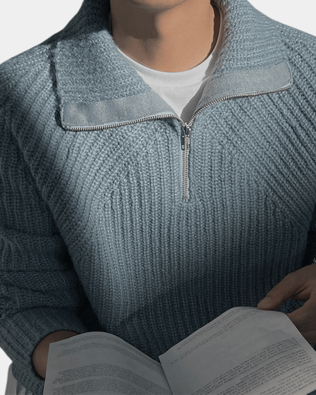 RELAXED HALF-ZIP COLLAR SWEATER