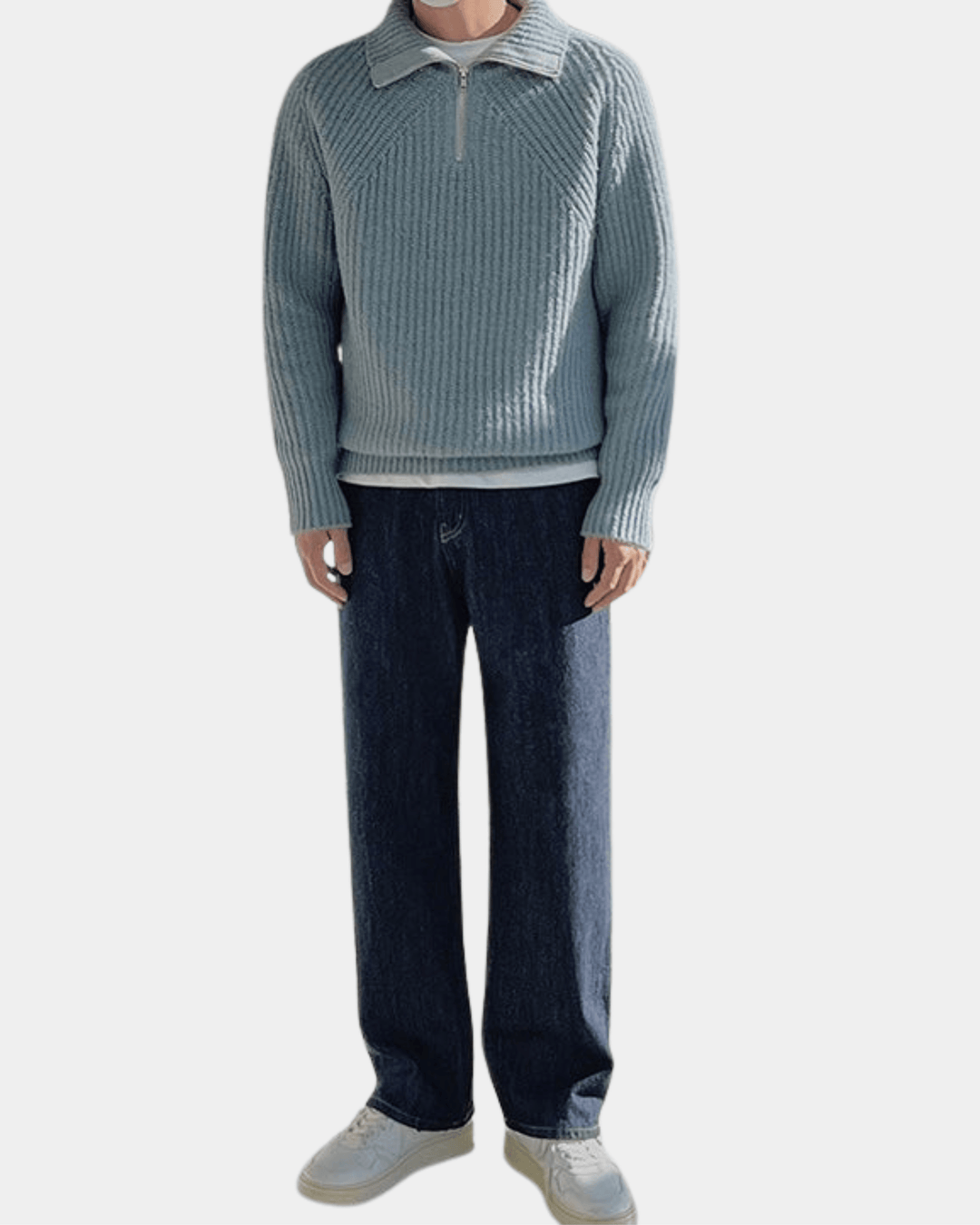 RELAXED HALF-ZIP COLLAR SWEATER