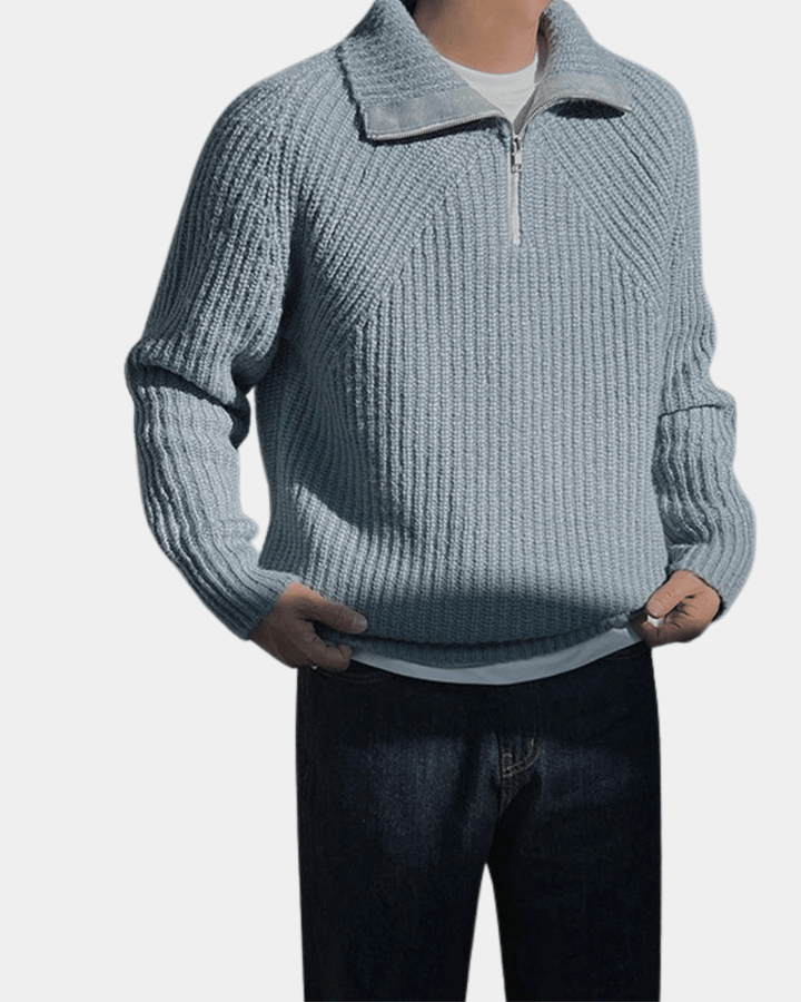 RELAXED HALF-ZIP COLLAR SWEATER