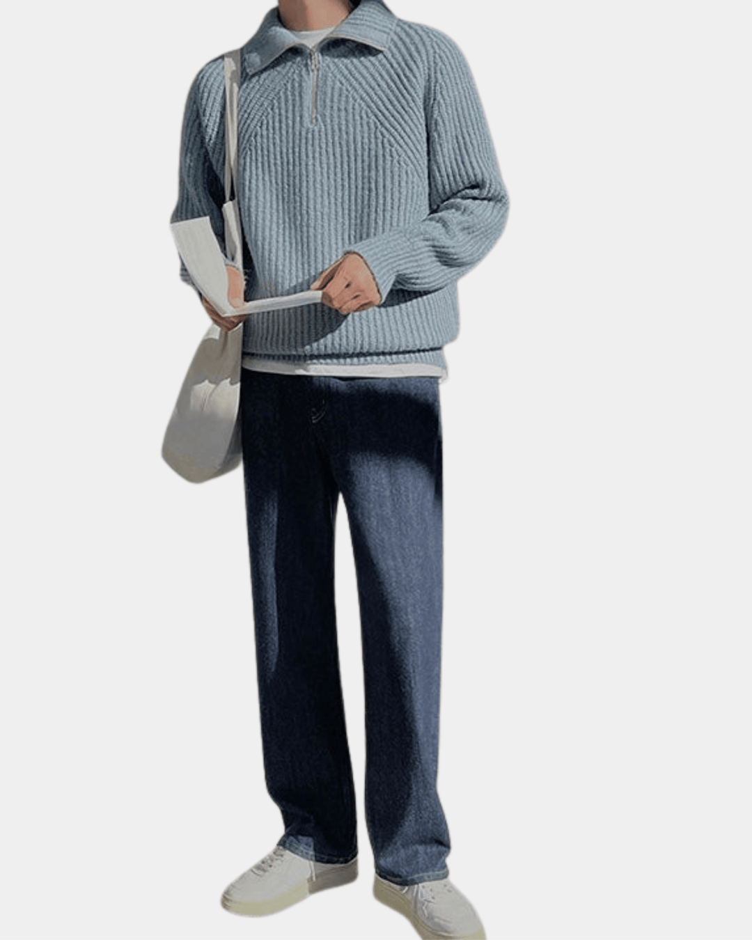 RELAXED HALF-ZIP COLLAR SWEATER