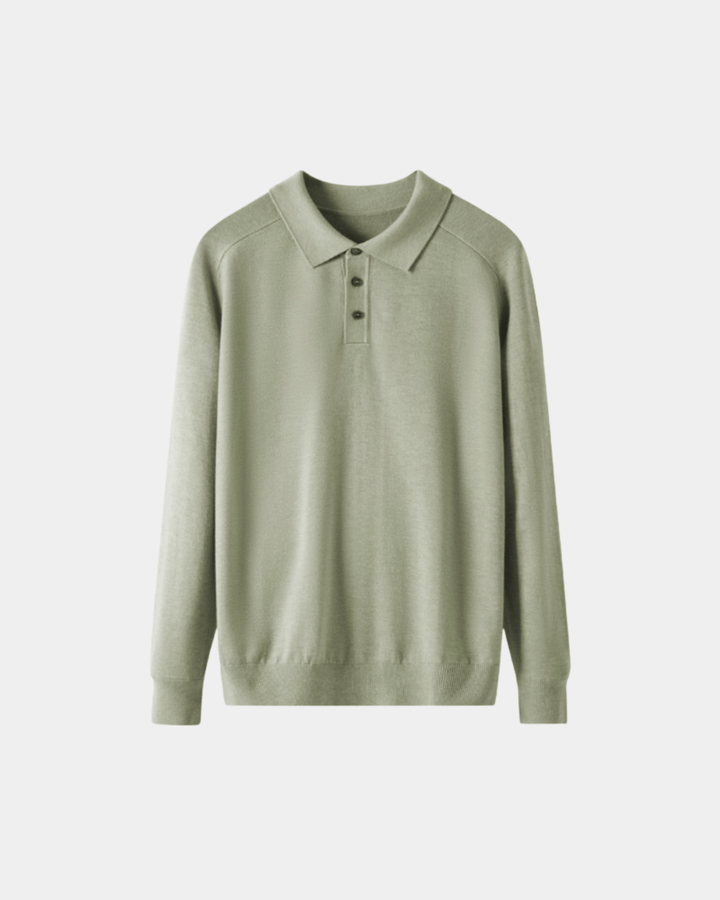 KNIT BUTTONED POLO SWEATER