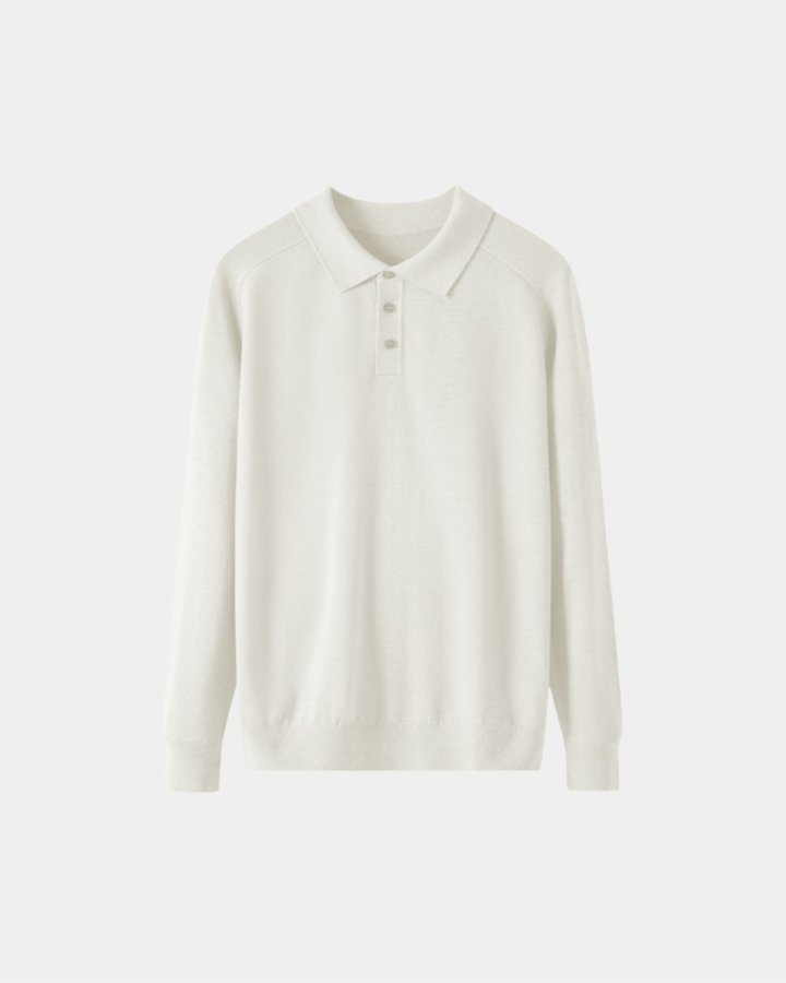 KNIT BUTTONED POLO SWEATER