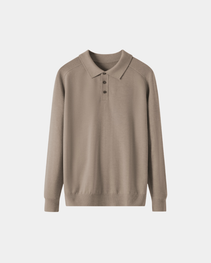 KNIT BUTTONED POLO SWEATER