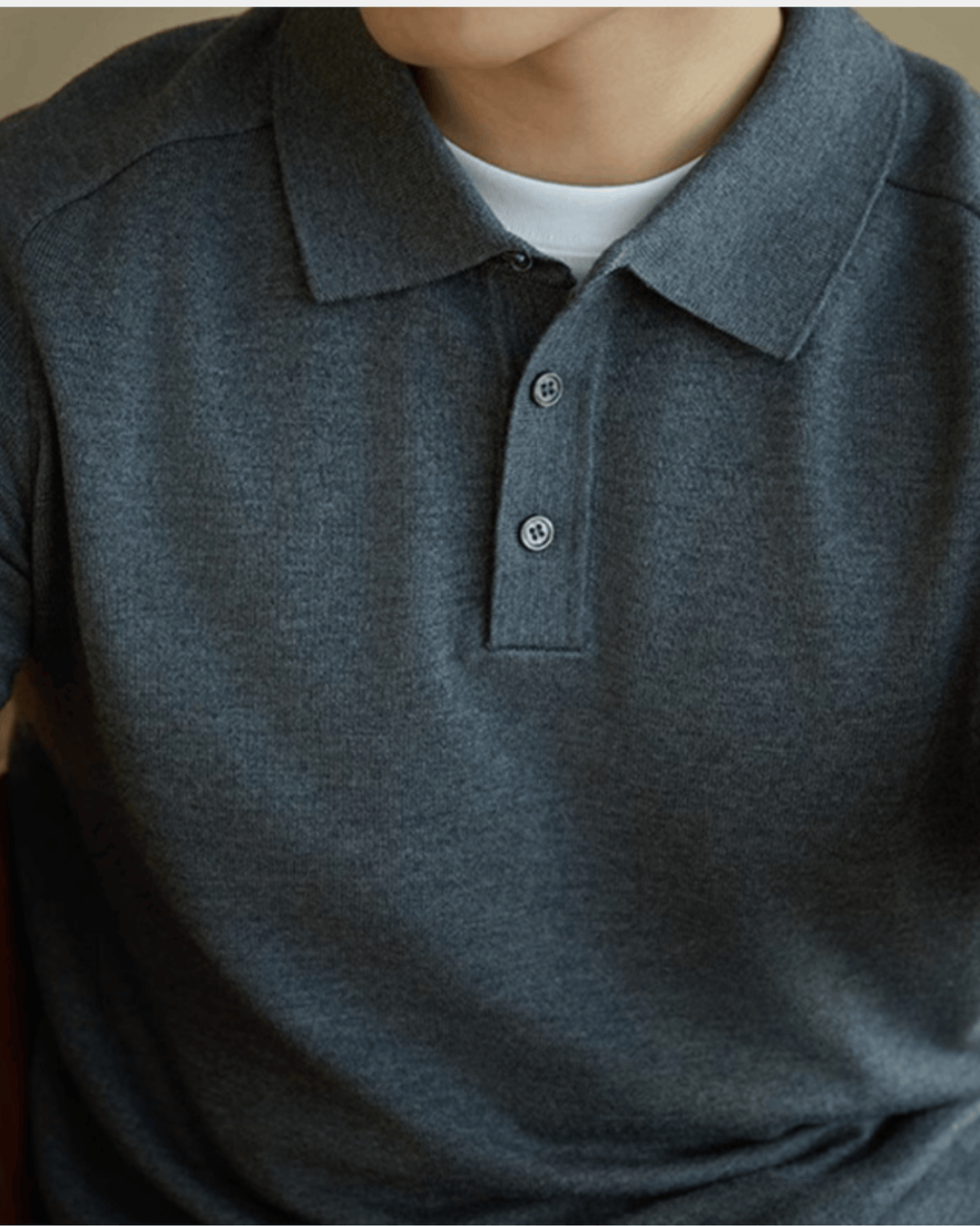 KNIT BUTTONED POLO SWEATER
