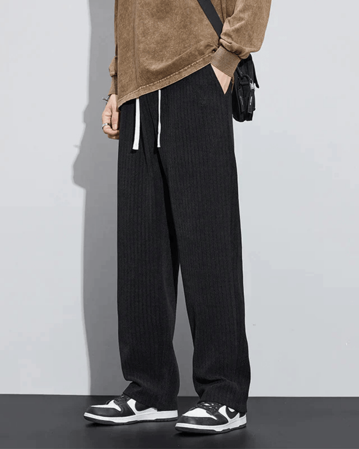 WIDE-LEG KNIT DRAWSTRING TROUSERS