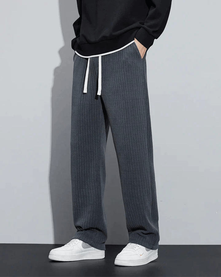 WIDE-LEG KNIT DRAWSTRING TROUSERS