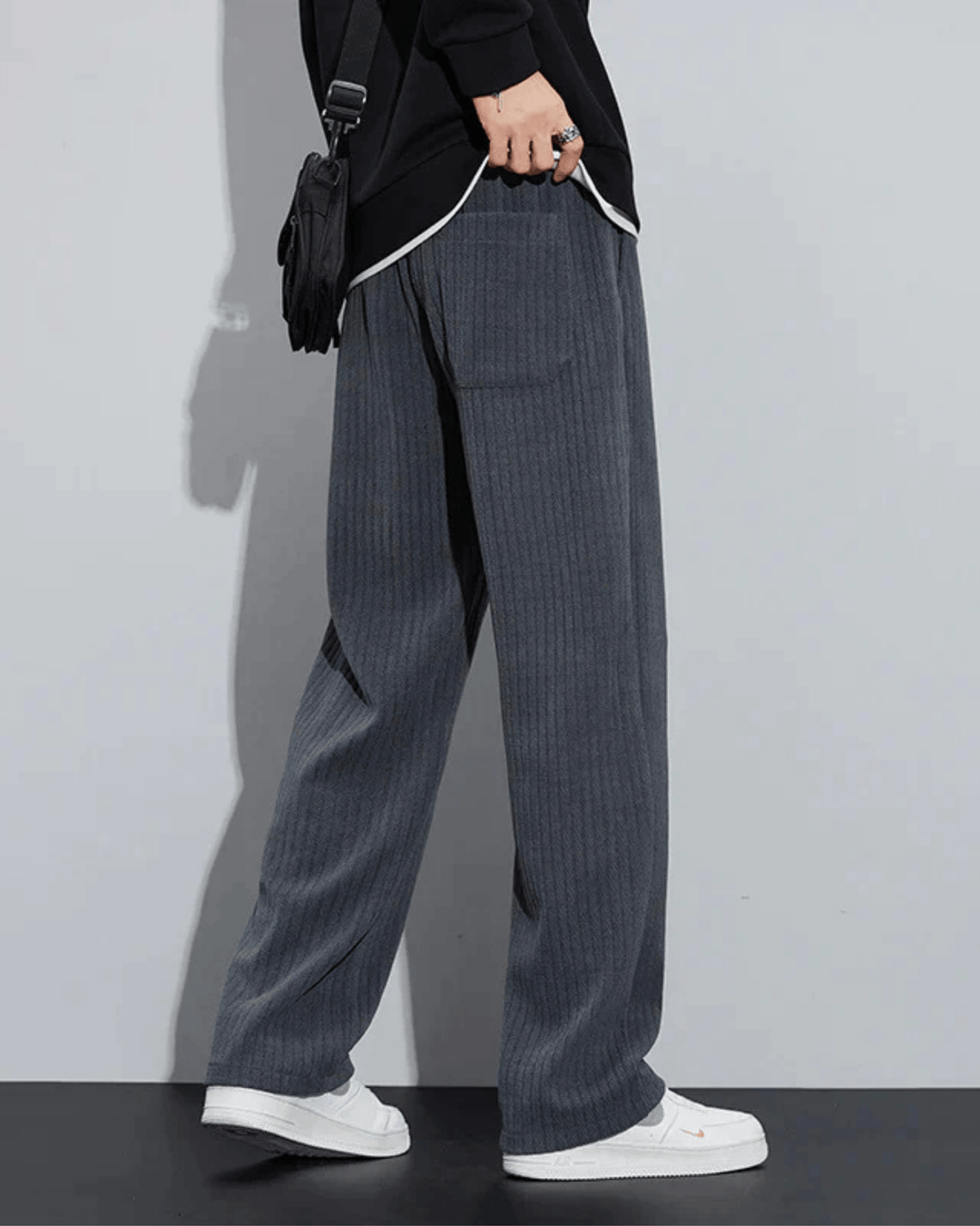 WIDE-LEG KNIT DRAWSTRING TROUSERS