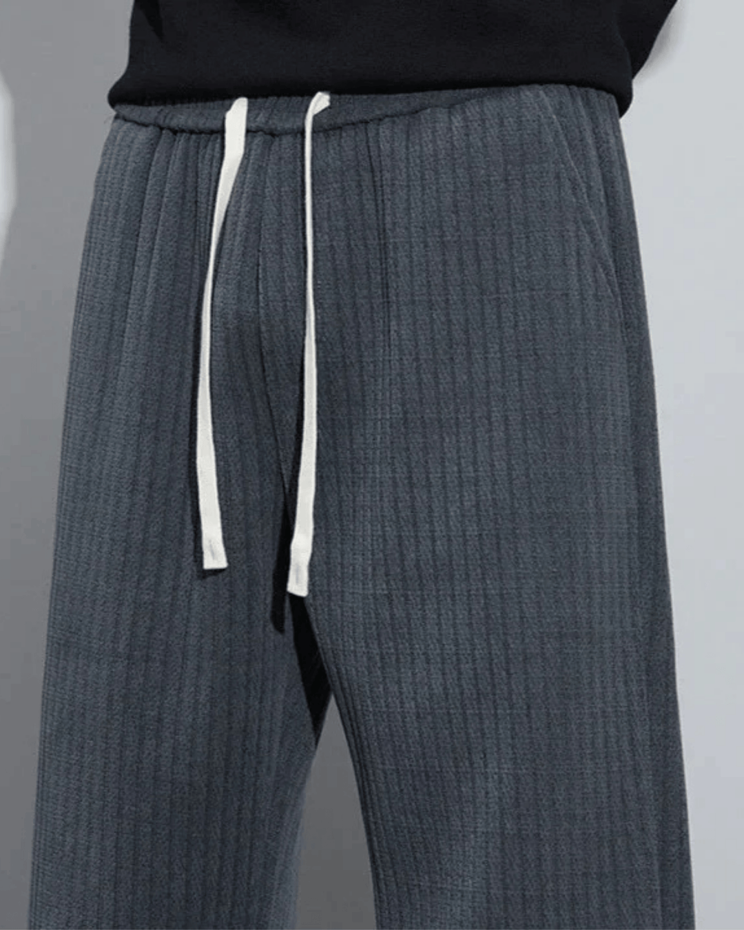 WIDE-LEG KNIT DRAWSTRING TROUSERS