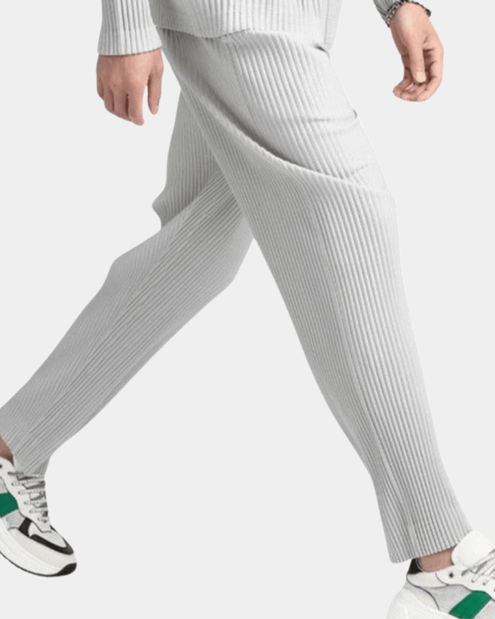 RIBBED STRAIGHT-LEG LOUNGE TROUSERS
